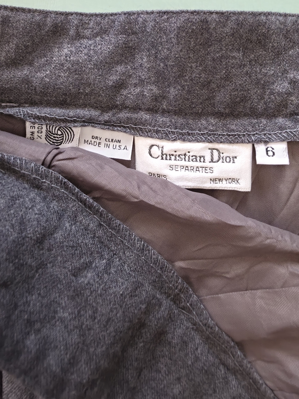 Vintage Christian Dior Separates Wool Pencil Skirt Grey Size 6